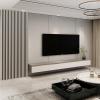 imageArt3d 8Pack WPC Wood Slat Wall Panel for Interior Dcor 3D Wood Fluted Acoustic Wall Paneling for Living Room Bedroom Home ampamp Office Accent Decor  96 x 6 Inch WalnutOak