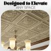 imageArt3d Drop Ceiling Tiles 24x24 Inch 12Pack 48 Sqft  Glue Up PVC Ceiling Tiles 2x2 Ft Decorative Ceiling Panels for Kitchen Living Room Office and Home WhiteGold