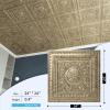 imageArt3d Drop Ceiling Tiles Glue up Ceiling Tiles 2x2 Plastic Sheet in Antique Gold 12Pack 48 SqftAntique Gold