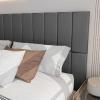 imageArt3d Peel and Stick Headboard for King Full and Queen in Velvet Smoky Gray Pack of 12 Panels Sized 984quot x 2362quot Soundproof Wall Panels 3D Upholstered Wall PanelVelvet Smoky Gray