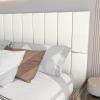 imageArt3d Peel and Stick Headboard for King Full and Queen in Velvet Smoky Gray Pack of 12 Panels Sized 984quot x 2362quot Soundproof Wall Panels 3D Upholstered Wall PanelVelvet Pearl