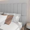 imageArt3d Peel and Stick Headboard for King Full and Queen in Velvet Smoky Gray Pack of 12 Panels Sized 984quot x 2362quot Soundproof Wall Panels 3D Upholstered Wall PanelVelvet Stone