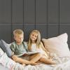 imageArt3d Peel and Stick Headboard for King Full and Queen in Velvet Smoky Gray Pack of 12 Panels Sized 984quot x 2362quot Soundproof Wall Panels 3D Upholstered Wall PanelVelvet Smoky Gray