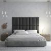 imageArt3d Peel and Stick Headboard for King Full and Queen in Velvet Smoky Gray Pack of 12 Panels Sized 984quot x 2362quot Soundproof Wall Panels 3D Upholstered Wall PanelBlack