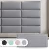 imageArt3d Peel and Stick Headboard for King Full and Queen in Velvet Smoky Gray Pack of 12 Panels Sized 984quot x 2362quot Soundproof Wall Panels 3D Upholstered Wall PanelGray