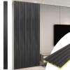 imageArt3d WPC Wainscoting Panels 16Pack 48 x 6 Inch 3D Wall Accents for Interior Wall Decor Living Room Bedroom BlackBlack