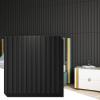 imageArt3d 12Pack Slat Design 3D Wall Panels for Interior Wall Decor 2x4 FT PVC Decorative Drop Ceiling Tiles  WalnutSquare  Black