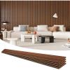 imageArt3d 4Piece Wood Slat Acoustic Panels for Stylish Decor and Noise Reduction 3D Textured Panel for Ceiling and Wall Matte BlackDark Walnut