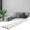 imageArt3d 8Pack 96 x 6in WPC Acoustic Slat Wall Panel for Modern Interior Decor TV Background Living Room Matte WhiteMatte White