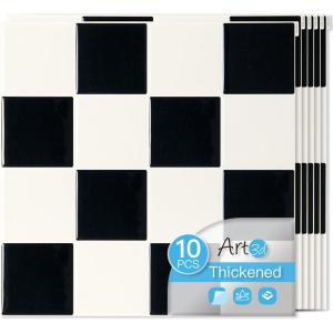 imageArt3d 10Pack HeavyDuty Peel and Stick Backsplash 12x12 Inch SelfAdhesive Wall Tile Stick on Kitchen Countertop Beige and WhiteBlackWhite