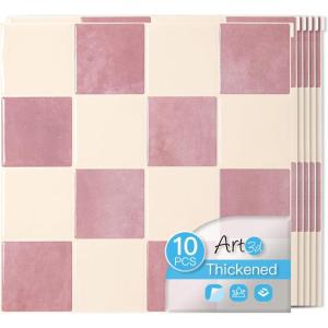 imageArt3d 10Pack HeavyDuty Peel and Stick Backsplash 12x12 Inch SelfAdhesive Wall Tile Stick on Kitchen Countertop Beige and WhitePink and Warm White