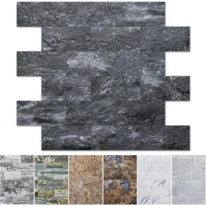 imageArt3d 10Pack Peel and Stick Wall Tile for Backsplash Stick on Stone Tile for Kitchen Bathroom Fireplace Vanitity in Stone BeigeDarkgranite
