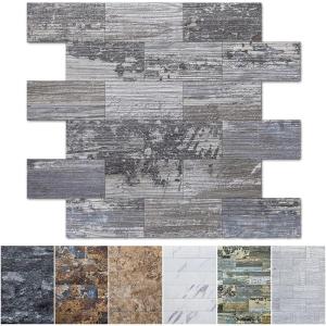 imageArt3d 10Pack Peel and Stick Wall Tile for Backsplash Stick on Stone Tile for Kitchen Bathroom Fireplace Vanitity in Stone BeigeLightgray