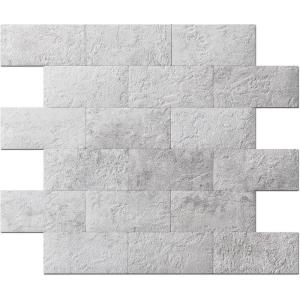 imageArt3d 10Pack Peel and Stick Wall Tile for Backsplash Stick on Stone Tile for Kitchen Bathroom Fireplace Vanitity in Stone BeigeNatural White 10pcs