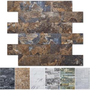imageArt3d 10Pack Peel and Stick Wall Tile for Backsplash Stick on Stone Tile for Kitchen Bathroom Fireplace Vanitity in Stone BeigeRustslate