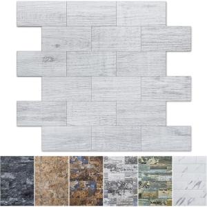 imageArt3d 10Pack Peel and Stick Wall Tile for Backsplash Stick on Stone Tile for Kitchen Bathroom Fireplace Vanitity in Stone BeigeWhitewashed