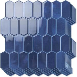imageArt3d 10Sheet HeavyDuty Peel and Stick Backsplash SelfAdhesive Vinyl Wall Tiles for Kitchen Countertop Bathroom GreenDark Blue