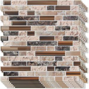 imageArt3d 10Sheet HeavyDuty Peel and Stick Backsplash Waterproof Wall Tiles Stick on Kitchen Backsplash Living Space Beige ampamp WhiteSandstone