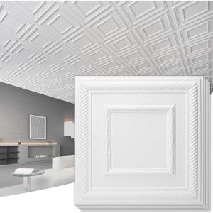 imageArt3d 12Pack 24quotx24quot PVC Lightweight Drop Ceiling Tile 2x2 ft WaterResistant Ceiling Panels to Prevent Breakage BlackSquare White