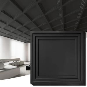 imageArt3d 12Pack 24x24 Inch PVC Waterproof Drop Ceiling Tiles for Home Dcor  2x2 ft 3D Modern Ceiling Panel for Suspended Grid BlackBlack