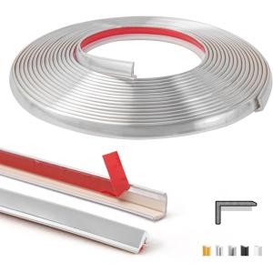 imageArt3d 20ft Outside Vinyl Corner Trim Peel and Stick for Tile and Wall Edges Furniture Decoration BlackGlittery Silver