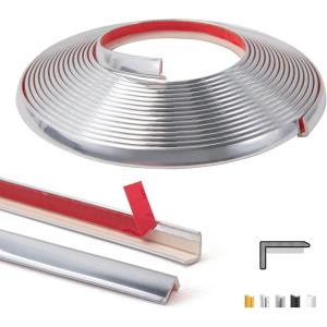 imageArt3d 20ft Outside Vinyl Corner Trim Peel and Stick for Tile and Wall Edges Furniture Decoration BlackStainless Steel