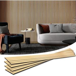 imageArt3d 4Piece Wood Slat Acoustic Panels for Stylish Decor and Noise Reduction 3D Textured Panel for Ceiling and Wall Matte BlackOak