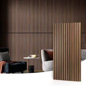 imageArt3d 4pcs107 x 8in Slat Acoustic Panel for Wall and Ceiling 3D Fluted Sound Absorbing Panel with Wood Finish OakWalnut