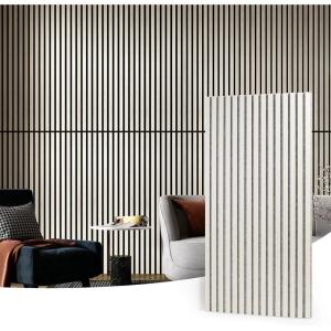 imageArt3d 4pcs107 x 8in Slat Acoustic Panel for Wall and Ceiling 3D Fluted Sound Absorbing Panel with Wood Finish OakWhite Elm