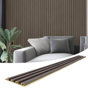 imageArt3d 8Pack 96 x 6in WPC Acoustic Slat Wall Panel for Modern Interior Decor TV Background Living Room Grey OakGrey Oak