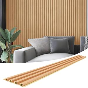 imageArt3d 8Pack 96 x 6in WPC Acoustic Slat Wall Panel for Modern Interior Decor TV Background Living Room Grey OakOak