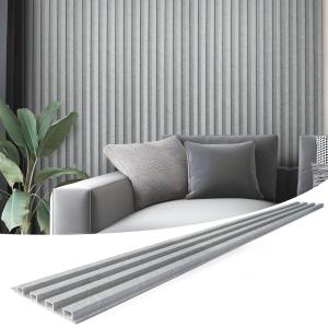 imageArt3d 8Pack 96 x 6in WPC Acoustic Slat Wall Panel for Modern Interior Decor TV Background Living Room Grey OakSlate