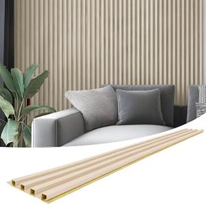 imageArt3d 8Pack 96 x 6in WPC Acoustic Slat Wall Panel for Modern Interior Decor TV Background Living Room Grey OakWhite Ash
