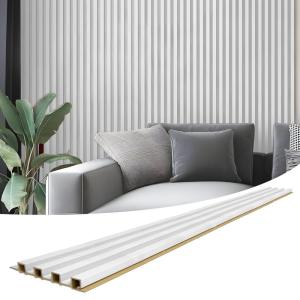 imageArt3d 8Pack 96 x 6in WPC Acoustic Slat Wall Panel for Modern Interior Decor TV Background Living Room OakMatte White