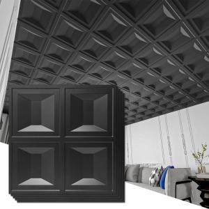 imageArt3d Drop Ceiling Tiles 24x24 12 Sheets PVC Decorative Glue up Ceilng Panels 2x2 WhiteMatt Black