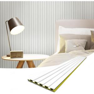 imageArt3d Slat Wall Panels WPC Soundproof 3D Wall Paneling for Interior Wall Decor TV Background 8Pack 96 x 6 in Gray OakOffWhite