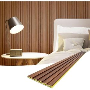 imageArt3d Slat Wall Panels WPC Soundproof 3D Wall Paneling for Interior Wall Decor TV Background 8Pack 96 x 6 in Gray OakTeak