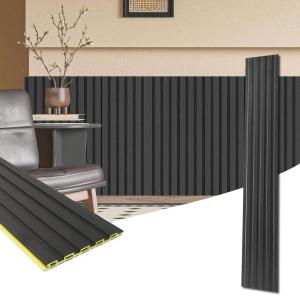 imageArt3d WPC Wainscoting Panels 16Pack 48 x 6 Inch 3D Wall Accents for Interior Wall Decor Living Room Bedroom BlackBlack