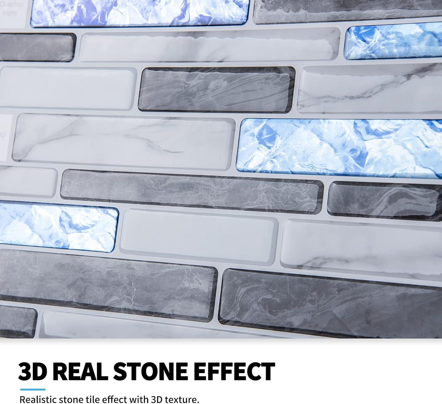 imageArt3d 10Sheet Peel and Stick Backsplash 12 in x 12in Blue Marble DesignBlue Marble