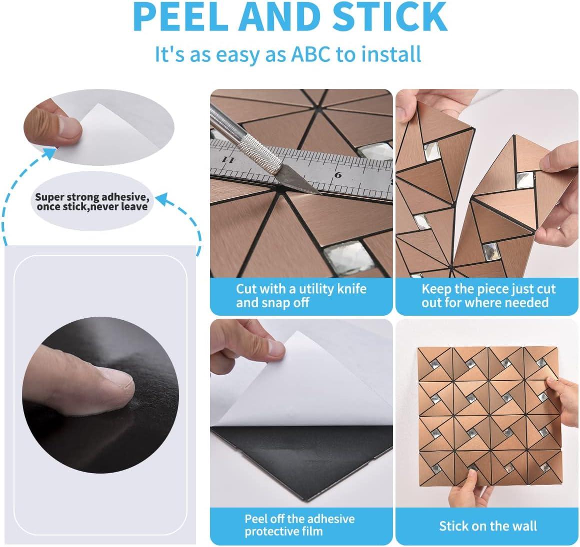 imageArt3d 10Sheet Peel and Stick Backsplash Metal Mosaic Tiles for Kitchen Wall Decor Stick on Aluminum Composite Tiles Stikers BlackampampSilver Windmill Puzzle Glass MixedCopper