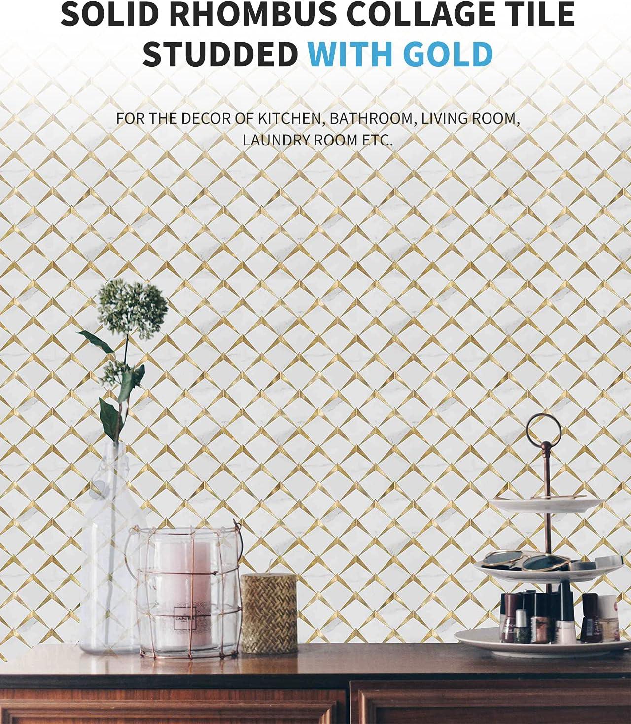imageArt3d 10Sheet Peel and Stick Backsplash for Kitchen Dcor SelfAdhesive Diamond Mosaic Tiles for Fireplace Bathroom