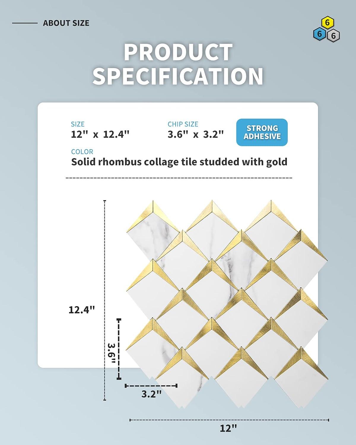 imageArt3d 10Sheet Peel and Stick Backsplash for Kitchen Dcor SelfAdhesive Diamond Mosaic Tiles for Fireplace Bathroom