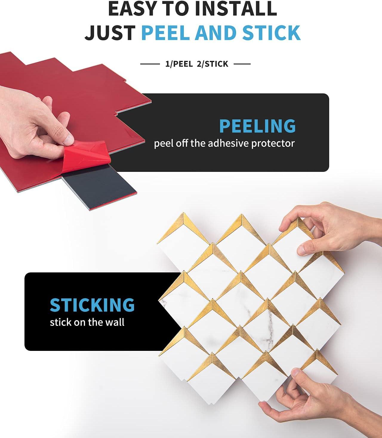 imageArt3d 10Sheet Peel and Stick Backsplash for Kitchen Dcor SelfAdhesive Diamond Mosaic Tiles for Fireplace Bathroom