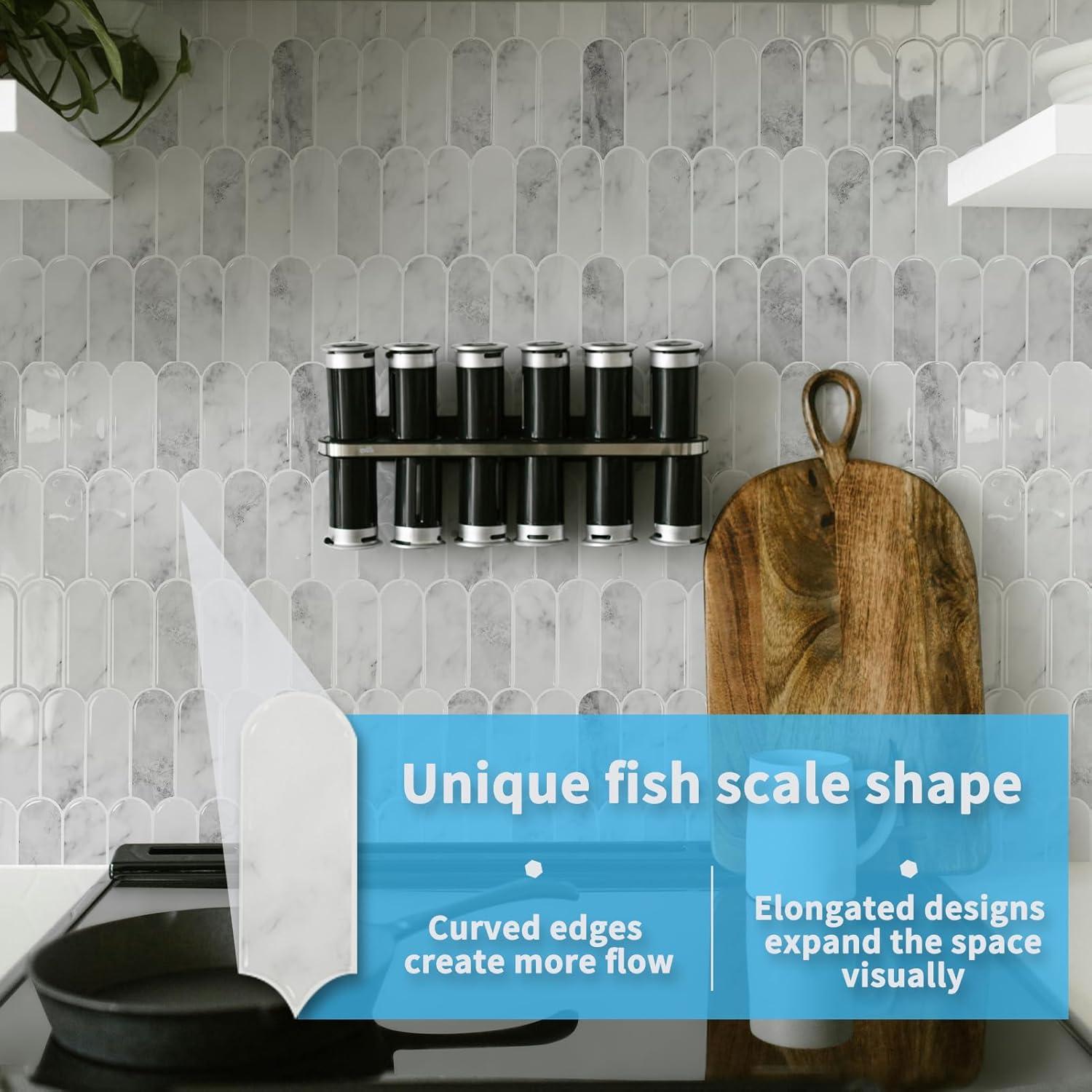 imageArt3d 10Sheet Peel and Stick Kitchen Backsplash Tile Vinyl Stick On Wall Tile Sticker for Bathroom Laundry Room Back Splashes 12quotx12quot Black MarbleGrey Marble