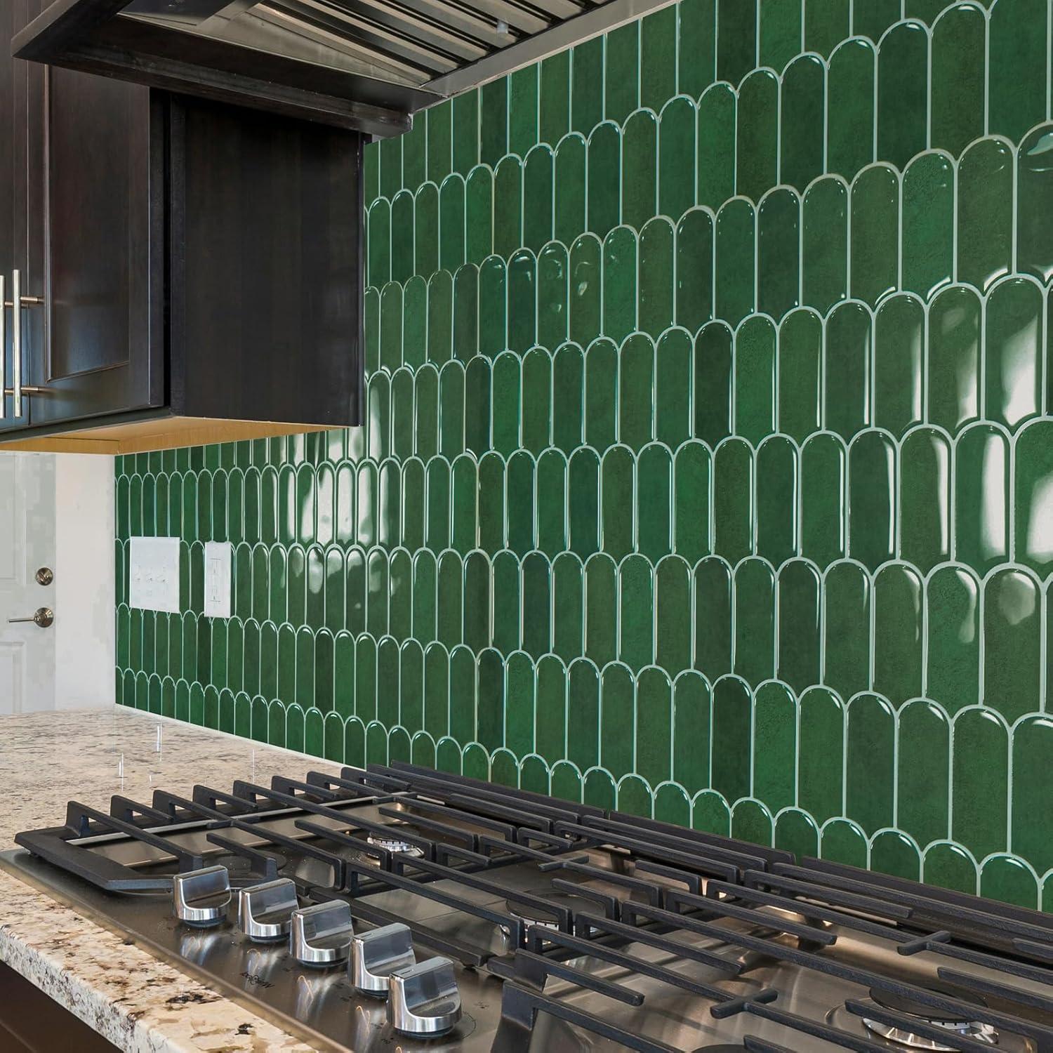 imageArt3d 10Sheet Peel and Stick Kitchen Backsplash Tile Vinyl Stick On Wall Tile Sticker for Bathroom Laundry Room Back Splashes 12quotx12quot Black MarbleGreen Marble