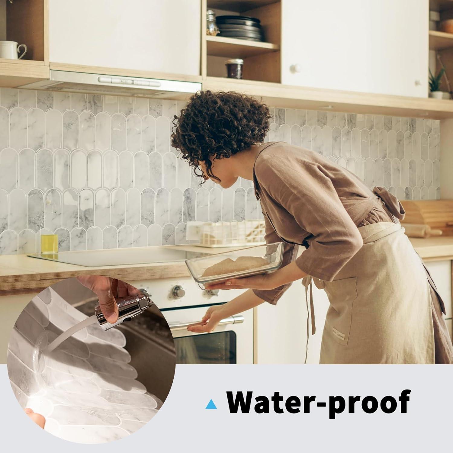 imageArt3d 10Sheet Peel and Stick Kitchen Backsplash Tile Vinyl Stick On Wall Tile Sticker for Bathroom Laundry Room Back Splashes 12quotx12quot Black MarbleGrey Marble