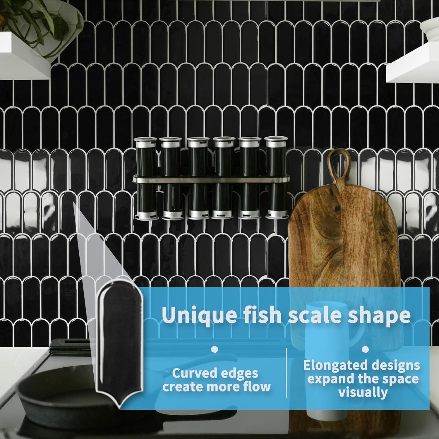 imageArt3d 10Sheet Peel and Stick Kitchen Backsplash Tile Vinyl Stick On Wall Tile Sticker for Bathroom Laundry Room Back Splashes 12quotx12quot Black MarbleBlack