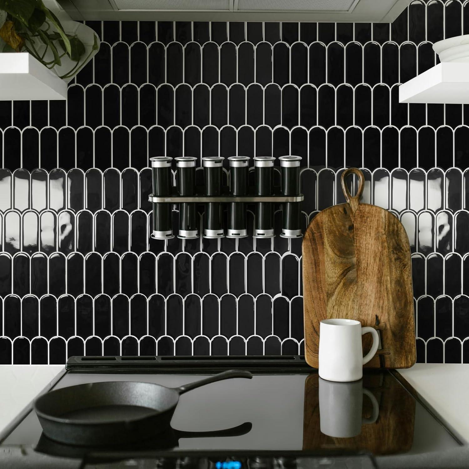 imageArt3d 10Sheet Peel and Stick Kitchen Backsplash Tile Vinyl Stick On Wall Tile Sticker for Bathroom Laundry Room Back Splashes 12quotx12quot Black MarbleBlack