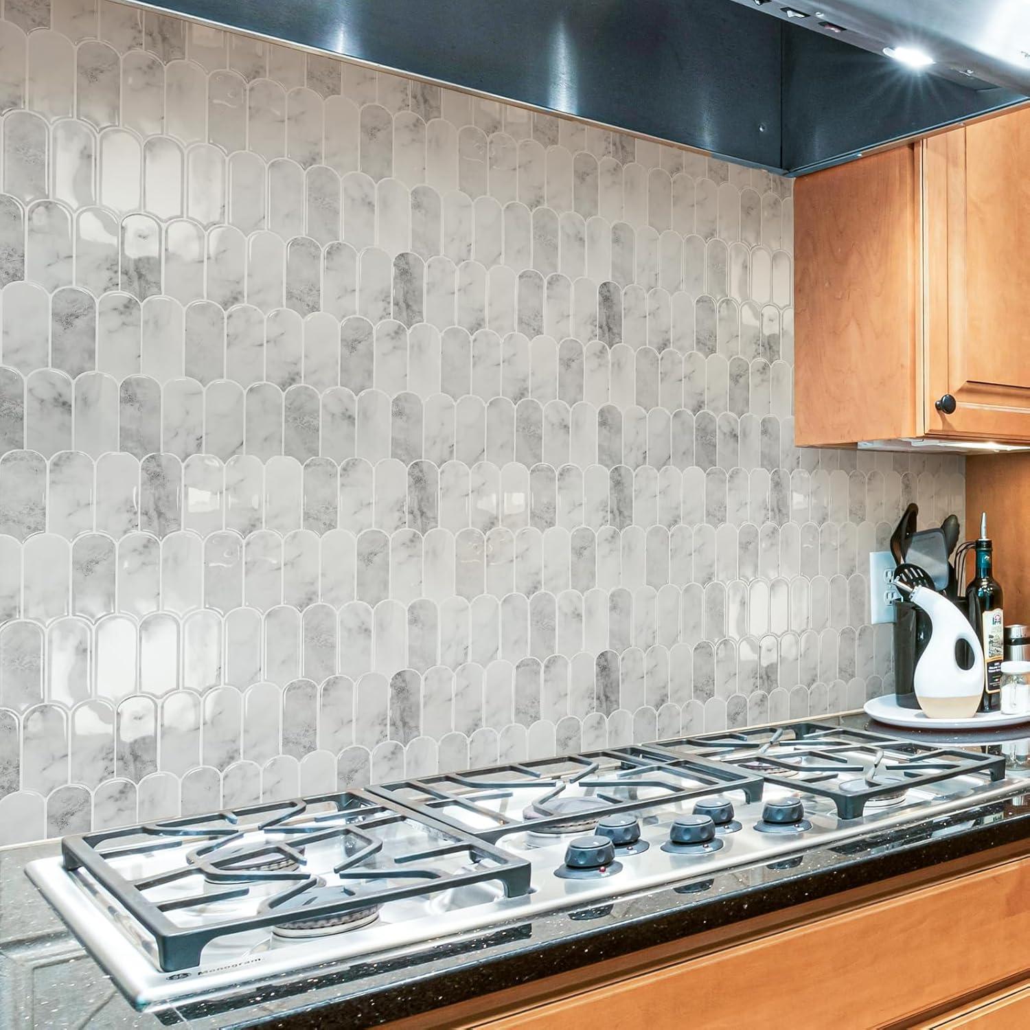 imageArt3d 10Sheet Peel and Stick Kitchen Backsplash Tile Vinyl Stick On Wall Tile Sticker for Bathroom Laundry Room Back Splashes 12quotx12quot Black MarbleGrey Marble