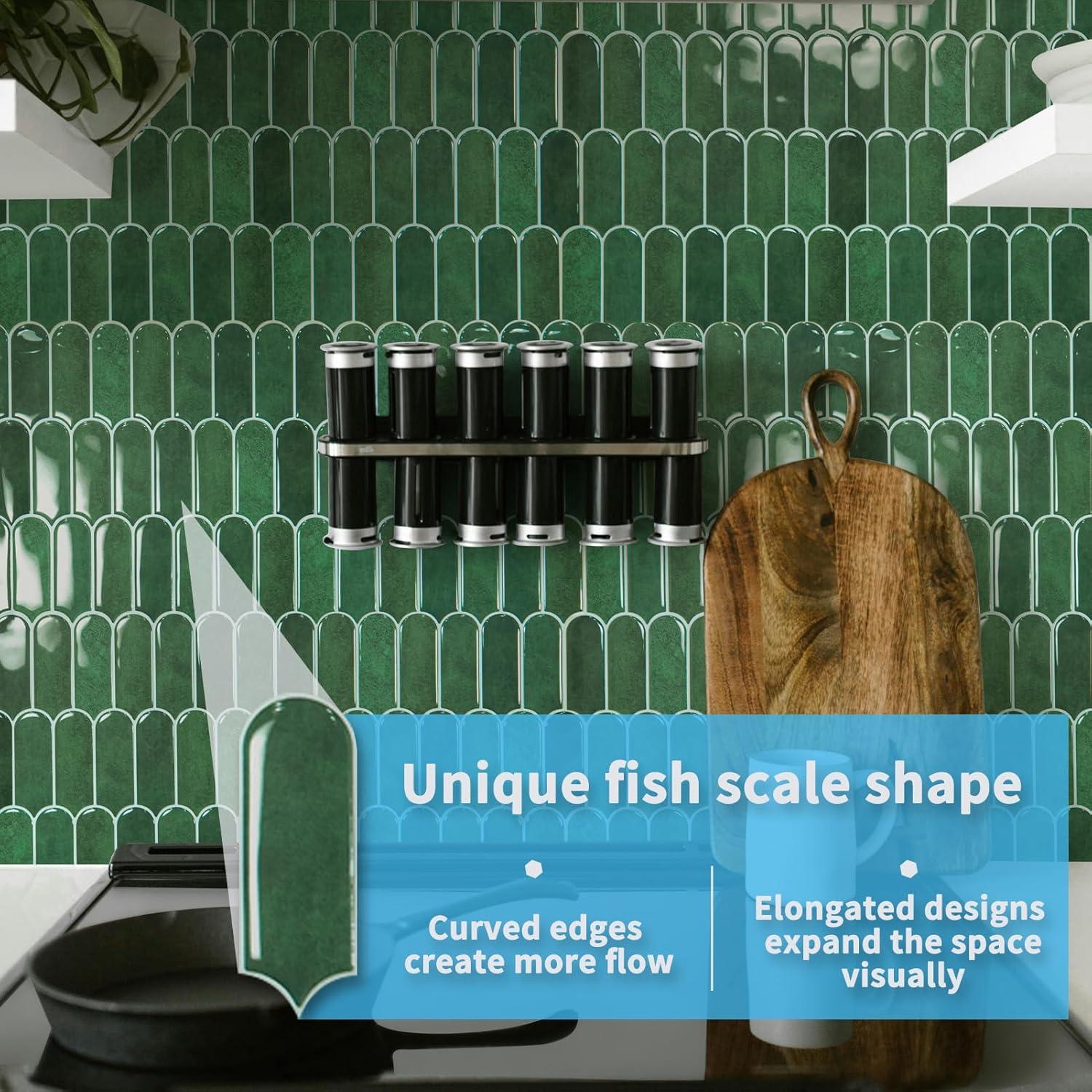 imageArt3d 10Sheet Peel and Stick Kitchen Backsplash Tile Vinyl Stick On Wall Tile Sticker for Bathroom Laundry Room Back Splashes 12quotx12quot Black MarbleGreen Marble